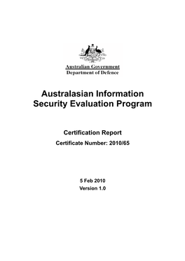 Certification Report Certificate Number: 2010/65