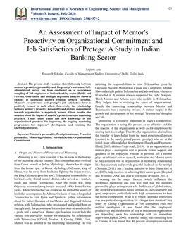 An Assessment of Impact of Mentor's Proactivity on Organizational Commitment and Job Satisfaction of Protege: a Study in Indian Banking Sector