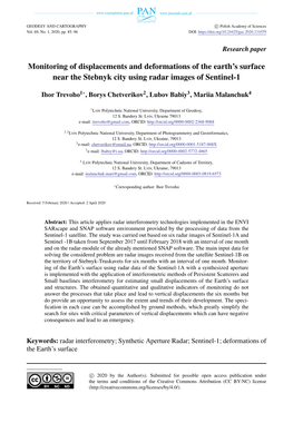 Monitoring of Displacements and Deformations of the Earth's Surface