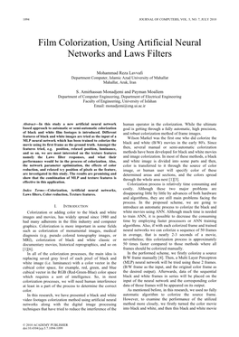 Film Colorization, Using Artificial Neural Networks and Laws Filters