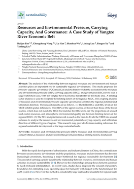 Resources and Environmental Pressure, Carrying Capacity, and Governance: a Case Study of Yangtze River Economic Belt