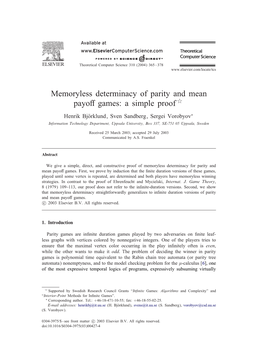 Memoryless Determinacy of Parity and Mean Payoff Games