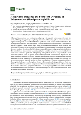 Host Plants Influence the Symbiont Diversity of Eriosomatinae