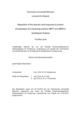 Regulation of the Abscisic Acid Response by Protein Phosphatase 2C-Interacting Proteins ABP7 and ABP9 in Arabidopsis Thaliana