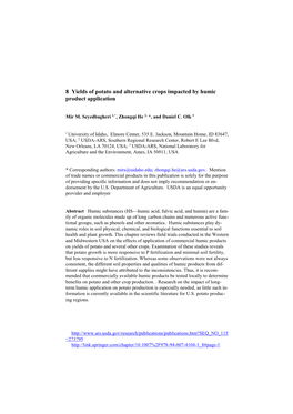 Yields of Potato-Humic Application