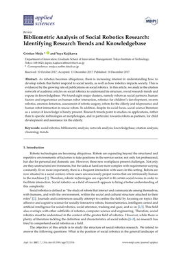 Bibliometric Analysis of Social Robotics Research: Identifying Research Trends and Knowledgebase