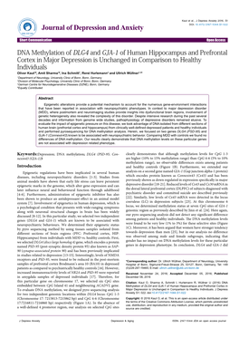 DNA Methylation of DLG4 and GJA-1 of Human Hippocampus And