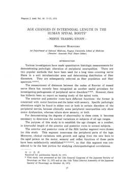 Age Changes in Internodal Length in the Human Spinal Roots* -Nerve Teasing Study