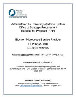 RFP 2020-018 Electron Microscope Service Provider