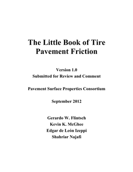 The Little Book of Tire Pavement Friction