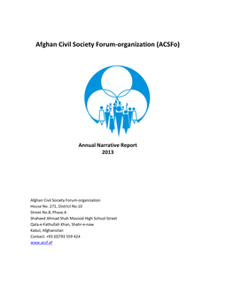 Afghan Civil Society Forum-Organization (Acsfo)