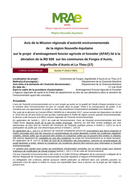 Avis De La Mission Régionale D'autorité Environnementale De La Région