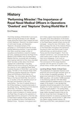 The Importance of Royal Naval Medical Officers in Operations