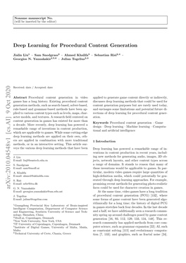 Deep Learning for Procedural Content Generation