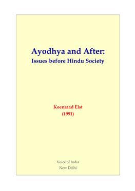 Ayodhya and After: Issues Before Hindu Society
