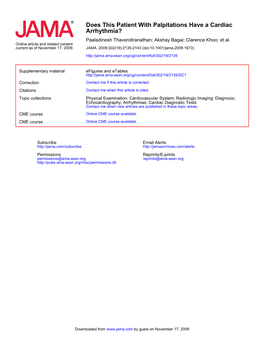 Arrhythmia? Does This Patient with Palpitations Have a Cardiac