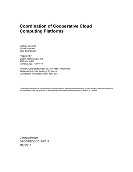 Coordination of Cooperative Cloud Computing Platforms
