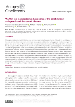 Warthin-Like Mucoepidermoid Carcinoma of the Parotid Gland: a Diagnostic and Therapeutic Dilemma