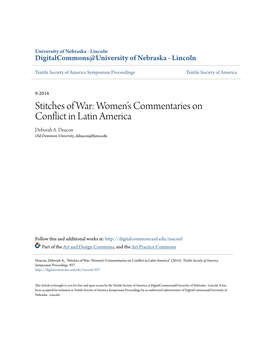 Stitches of War: Womenâ•Žs Commentaries on Conflict in Latin