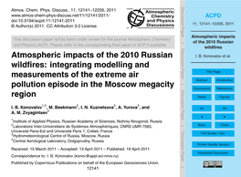 Atmospheric Impacts of the 2010 Russian Wildfires