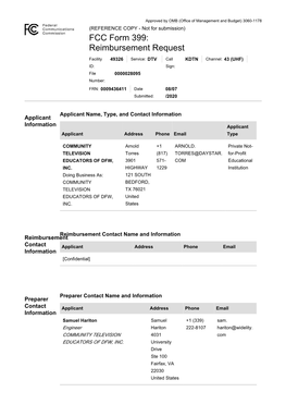 TV Broadcaster Relocation Fund Reimbursement Application