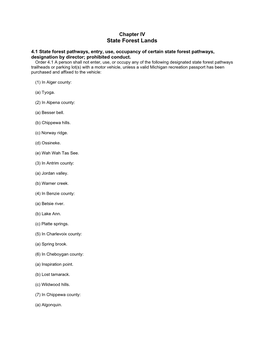 Chapter IV State Forest Lands