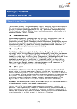 Religion and Ethics Theme 1: Ethical Thought