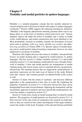 Chapter 5 Modality and Modal Particles in Spoken Languages