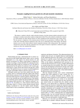 (2020) Dynamic Coupling Between Particle-In-Cell and Atomistic