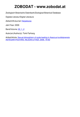 Sexual Dimorphism of Scale Keeling in Asaccus Kurdistanensis NILSON