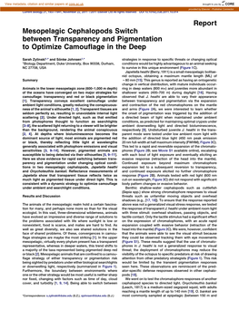 Mesopelagic Cephalopods Switch Between Transparency and Pigmentation to Optimize Camouﬂage in the Deep