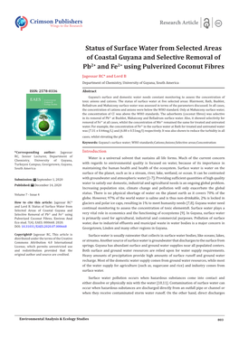 Status of Surface Water from Selected Areas of Coastal Guyana And