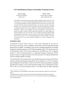 UTC Redefinition and Space and Satellite-Tracking Systems*