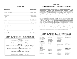 2004 Summer Band Concert Series Programs