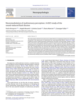 Neuromodulation of Multisensory Perception: a Tdcs Study of the Sound-Induced ﬂash Illusion