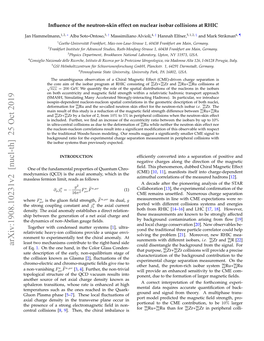Arxiv:1908.10231V2 [Nucl-Th] 25 Oct 2019 Could Disentangle the Background from the Signal