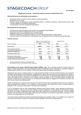 Preliminary Results for the Year Ended 30 April 2013