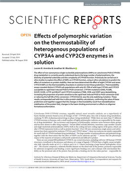 Effects of Polymorphic Variation on the Thermostability of Heterogenous