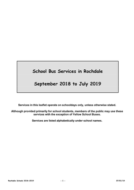 School Bus Services in Rochdale September 2018 to July 2019