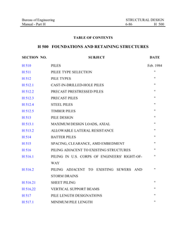 H 500 Foundations and Retaining Structures