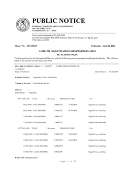 PUBLIC NOTICE FEDERAL COMMUNICATIONS COMMISSION 445 12Th STREET S.W