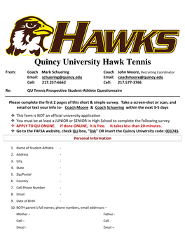 Quincy University Hawk Tennis