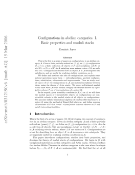 Configurations in Abelian Categories. I. Basic Properties and Moduli Stacks