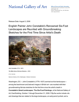 English Painter John Constable's Renowned Six-Foot Landscapes Are Reunited with Groundbreaking Sketches for the First Time Since Artist's Death