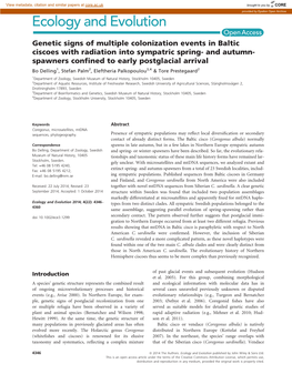 Genetic Signs of Multiple Colonization Events in Baltic Ciscoes With