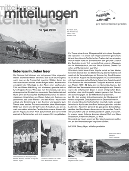 Mitteilungenmitteilungen Mitteilungen Pro Tschiertschen-Praden Auf Dem Joch, 16/Juli 2019 Der Prader Alp 1932