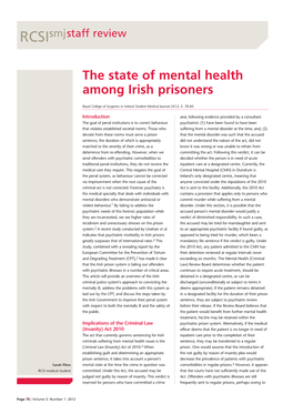 The State of Mental Health Among Irish Prisoners