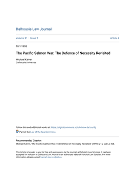 The Pacific Salmon Ar:W the Defence of Necessity Revisited