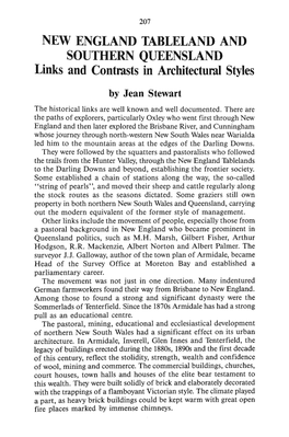 NEW ENGLAND TABLELAND and SOUTHERN QUEENSLAND Links and Contrasts in Architectural Styles by Jean Stewart the Historical Links Are Well Known and Well Documented