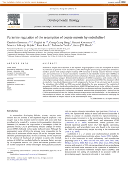 Paracrine Regulation of the Resumption of Oocyte Meiosis by Endothelin-1